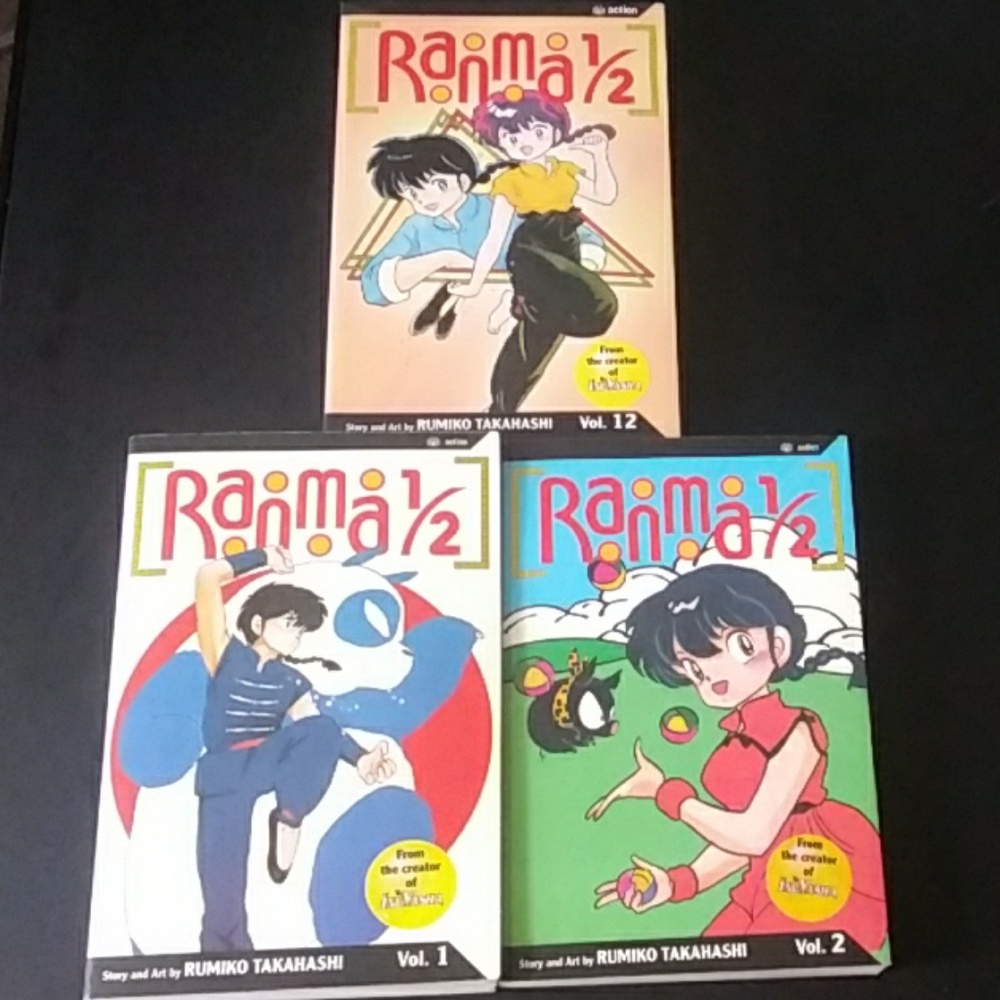 Second edition Ranma 1/2 manga vol 1, 2 & 12